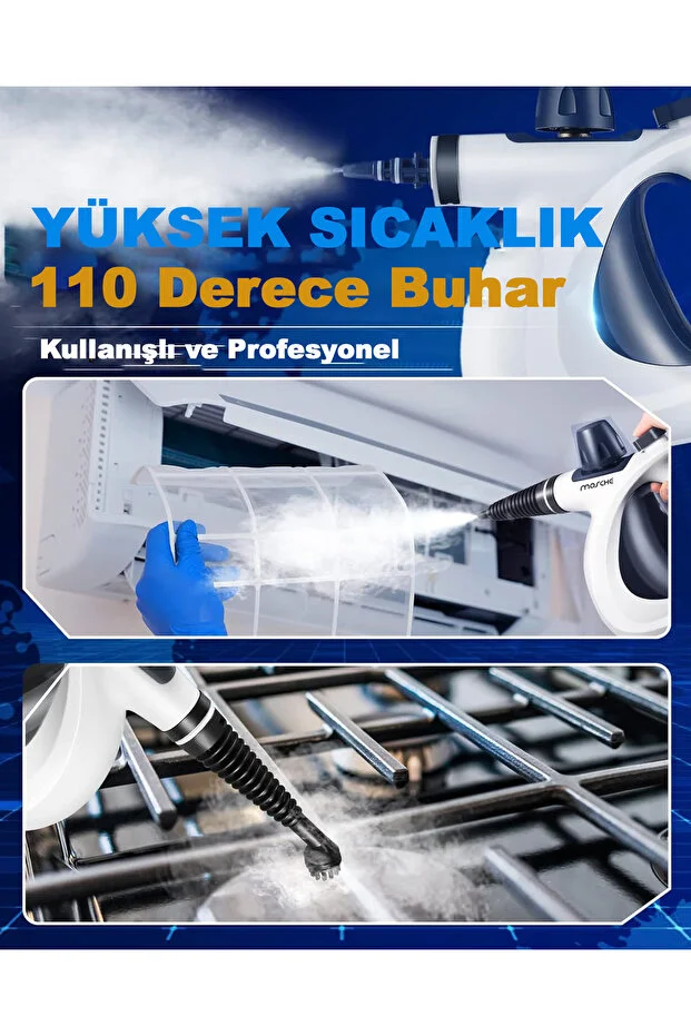 Buharlı Temizleyici Çok Amaçlı 12 Aparatlı Ev Zemin Derz Ahşap Araba Fayans Temizleyici